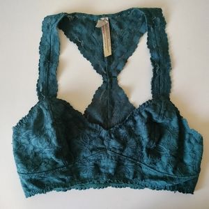 Free People Lace Bralette Racerback, forest green Small